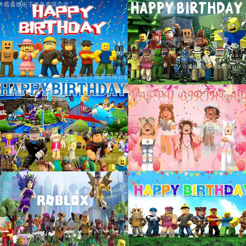 Creative Cartoon Roblox Shower Vinyl Hot Game Backdrop Cloth Kids Birthday Photo Background for Party Decoration Boys Backdrops