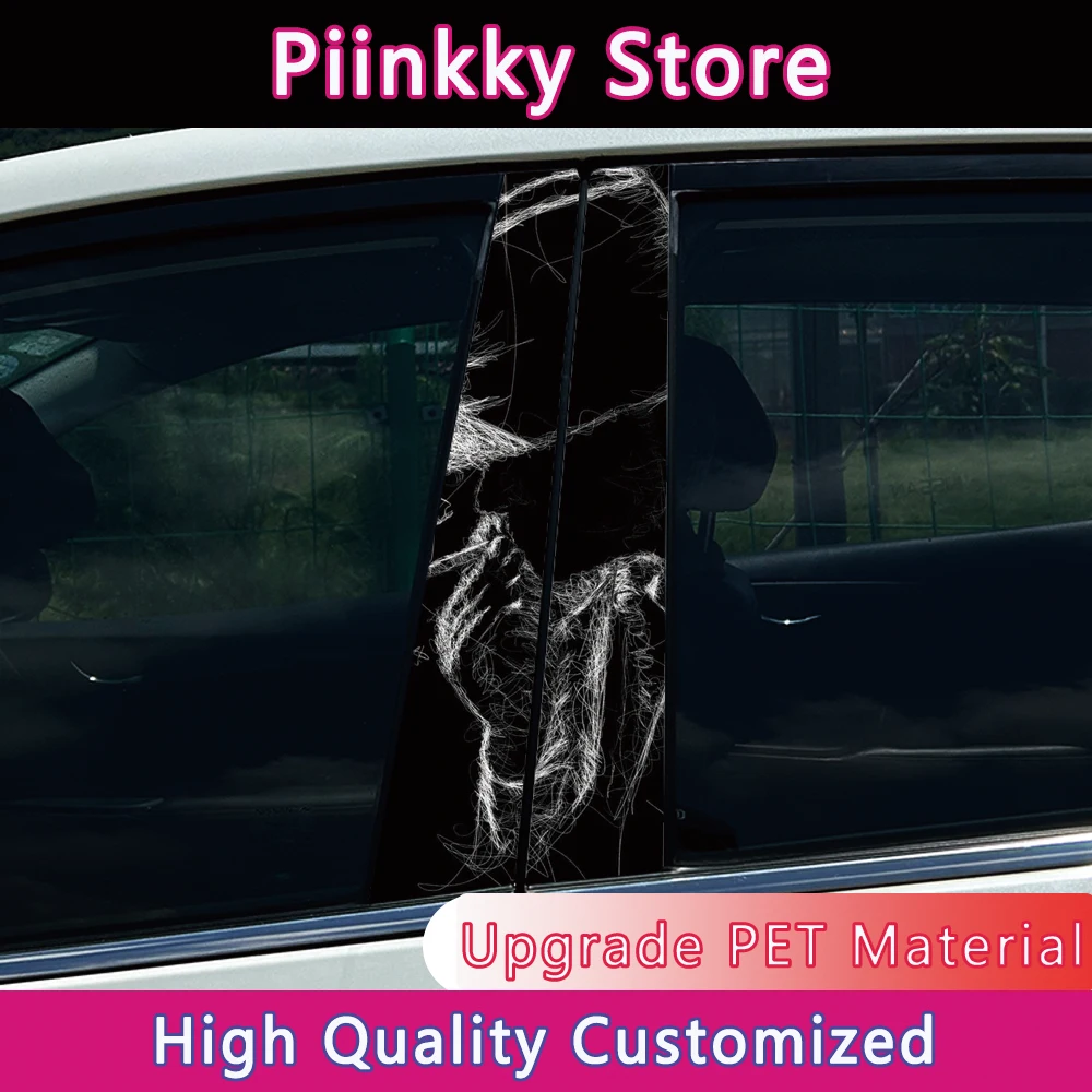 Black Artistic Sexy Girl Auto B-pillar Stickers Car Center Column Decoration Cover Scratches Waterproof Decals Car Accessories