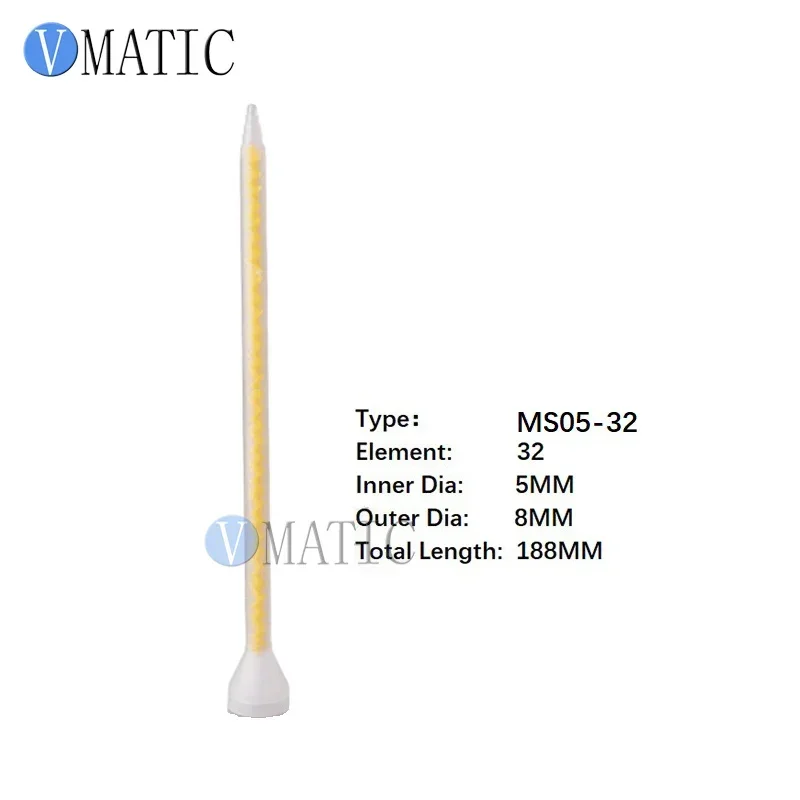 ‌MS05-32 Plastic Static Mixing Nozzle | 32 Spiral for Epoxy/Resin Free Shipping Yellow Core Wear Indicator 10pcs Trade Assurance