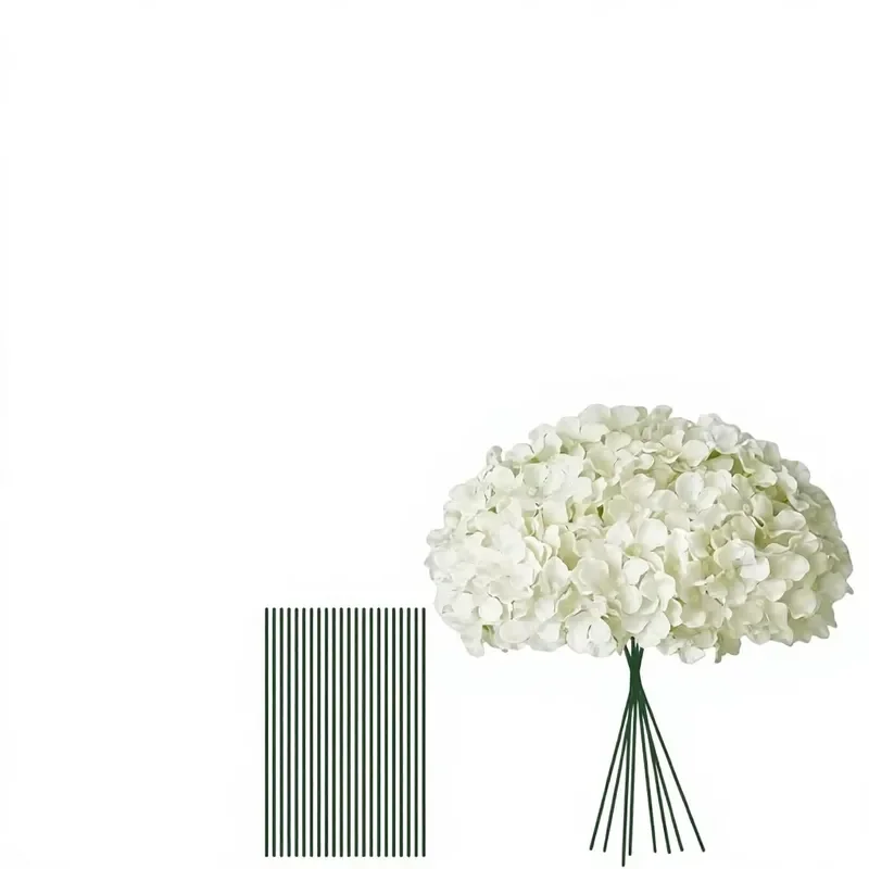 100pcs White Artificial Hydrangea Silk Flowers Realistic Fake Bouquet for Wedding Party Home Decoration Fade Resistant Floral