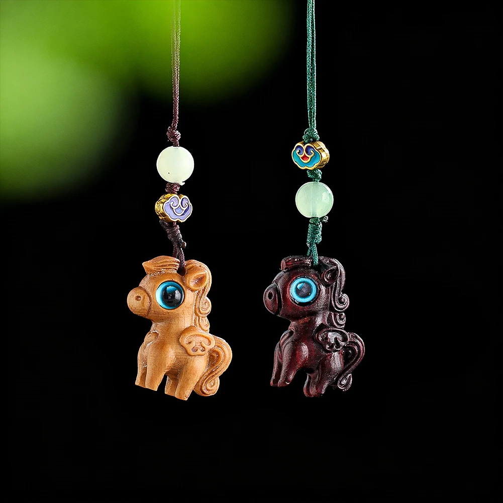 Wholesale Carved Wooden Horse Hanging Ornament Keychain Bulk for Bag Car Key Accessory Supply
