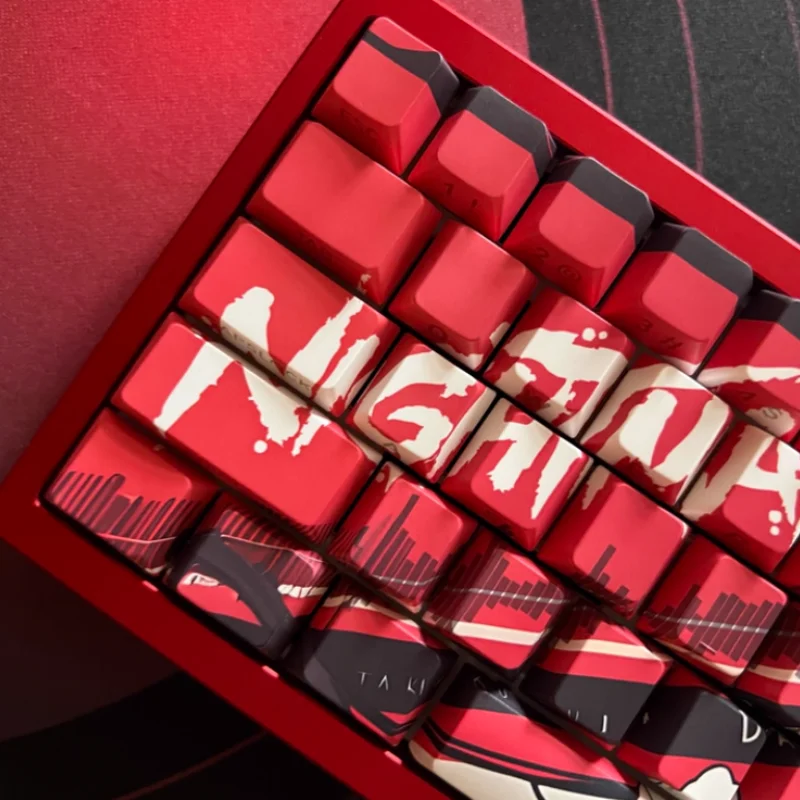 Crazy Three Girl Anime-Themen-Tastenkappen, seitlich gravierte transparente mechanische Tastatur, PC-Gaming-Tastaturen, Zubehör-Tastenkappen