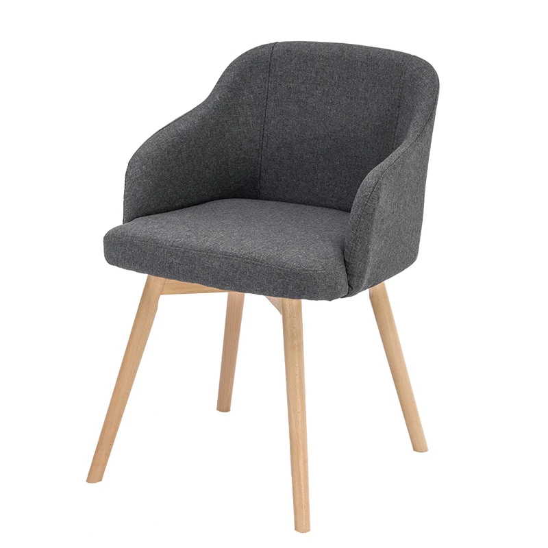 

Nordic Fabric Negotiation Chair Casual Solid Wood Coffee Restaurant Computer Stool Home Modern Simple Backrest Dining Chair