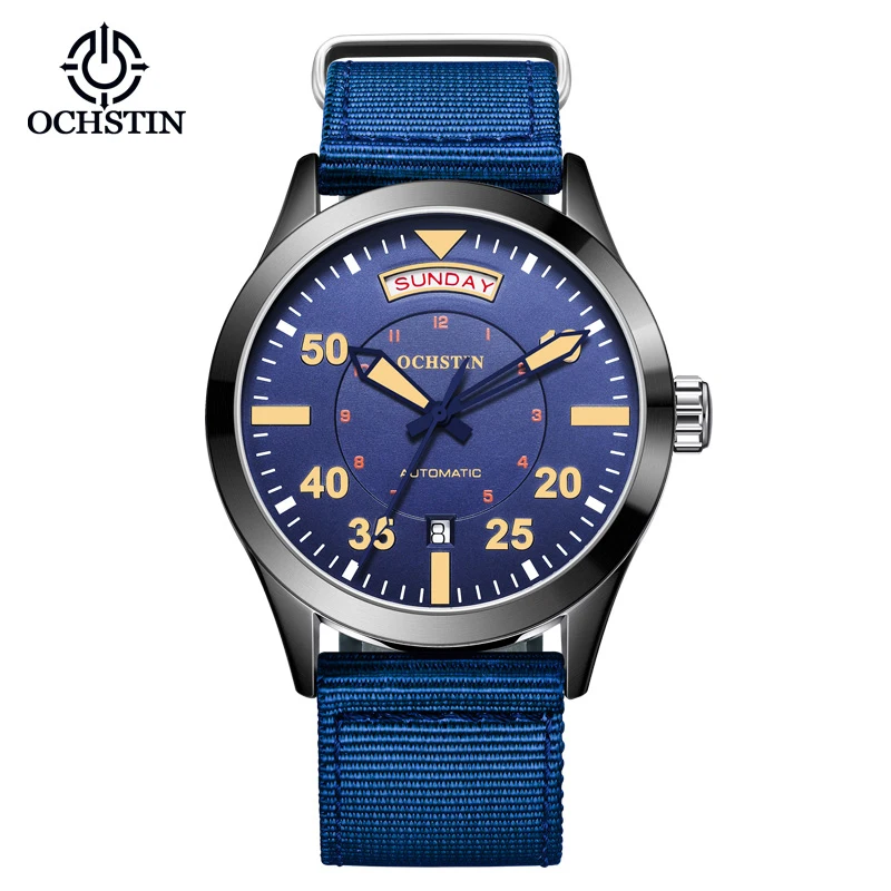 Free Shipping OCHSTIN Pilot Watches Men Automatic Mechanical Day Date Army Sports Quick Release NATO Nylon Strap Male Clock Gift