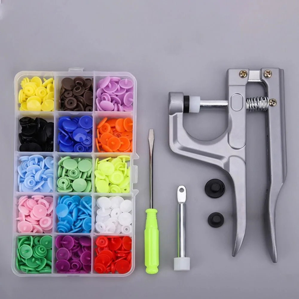 Colored Snaps Fastener Pliers Kit Resin Metal Press Pliers Snap Buttons Seamless Design Auto-lock Press Stud Buttons