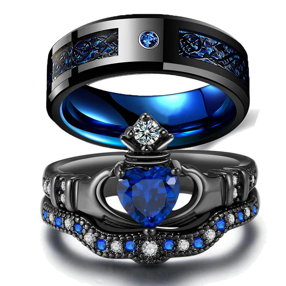 blue diamond fancy mens wedding rings