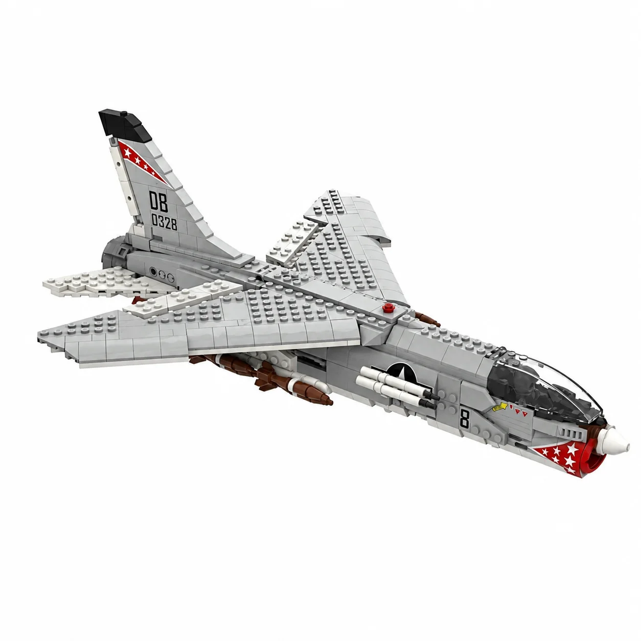 blocs-de-construction-de-chasseur-militaire-f-8-crusader-moc-sans-autocollants-briques-d'avion-de-l'armee-de-l'air-jouets-diy-pour-garcons