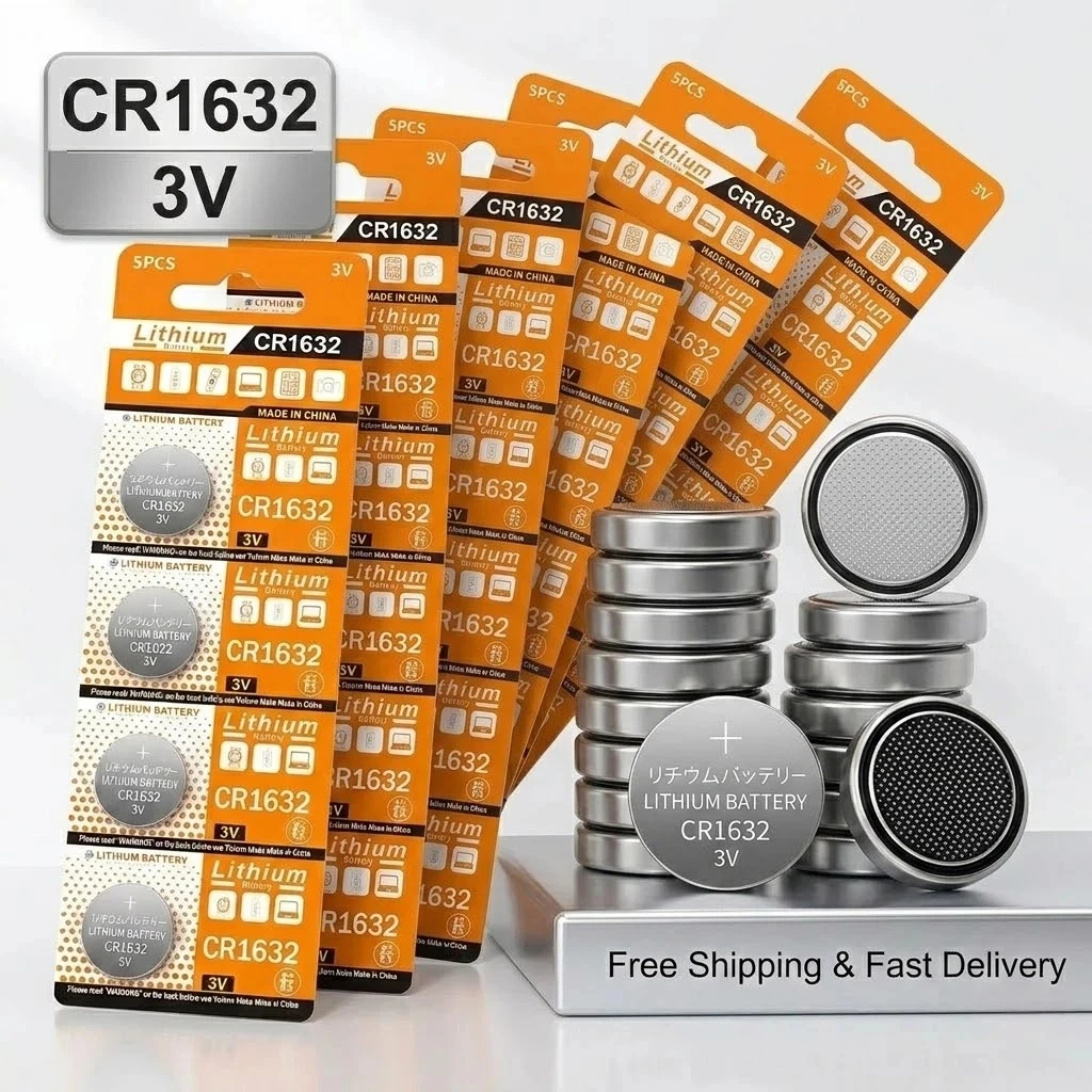 

CR1632 3V Lithium Coin Cell Battery DL1632 ECR1632 BR1632 KCR1632 LM1632 125mAh Button Batteries for Watch Toy Remote Control