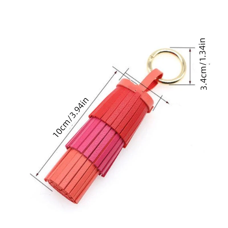 Handgefertigte Bohemian-Lederquaste - Luxuriös dicke Fransen mit großem Metallring für Taschen & Schlüssel, perfekt als Geschenk – Detail 5