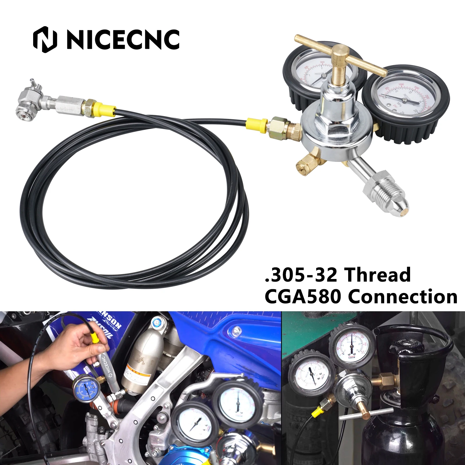 3500psi UTV Shock Nitrogen Regulator Fill Tool Kit for Yamaha YZF Raptor 700 Polaris RZR Honda Kawsaki Suzuki CanAm Arctic Cat