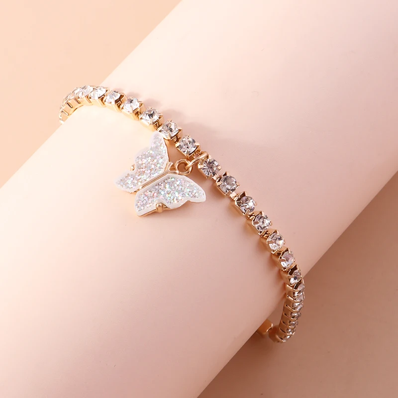 Aihua Neue Glänzende Kubische Tennis-Ketten-Schmetterlings-Armbänder für Frauen Sommer Strand Verstellbare Armbänder Geburtstagsparty-Schmuck – Detail 7