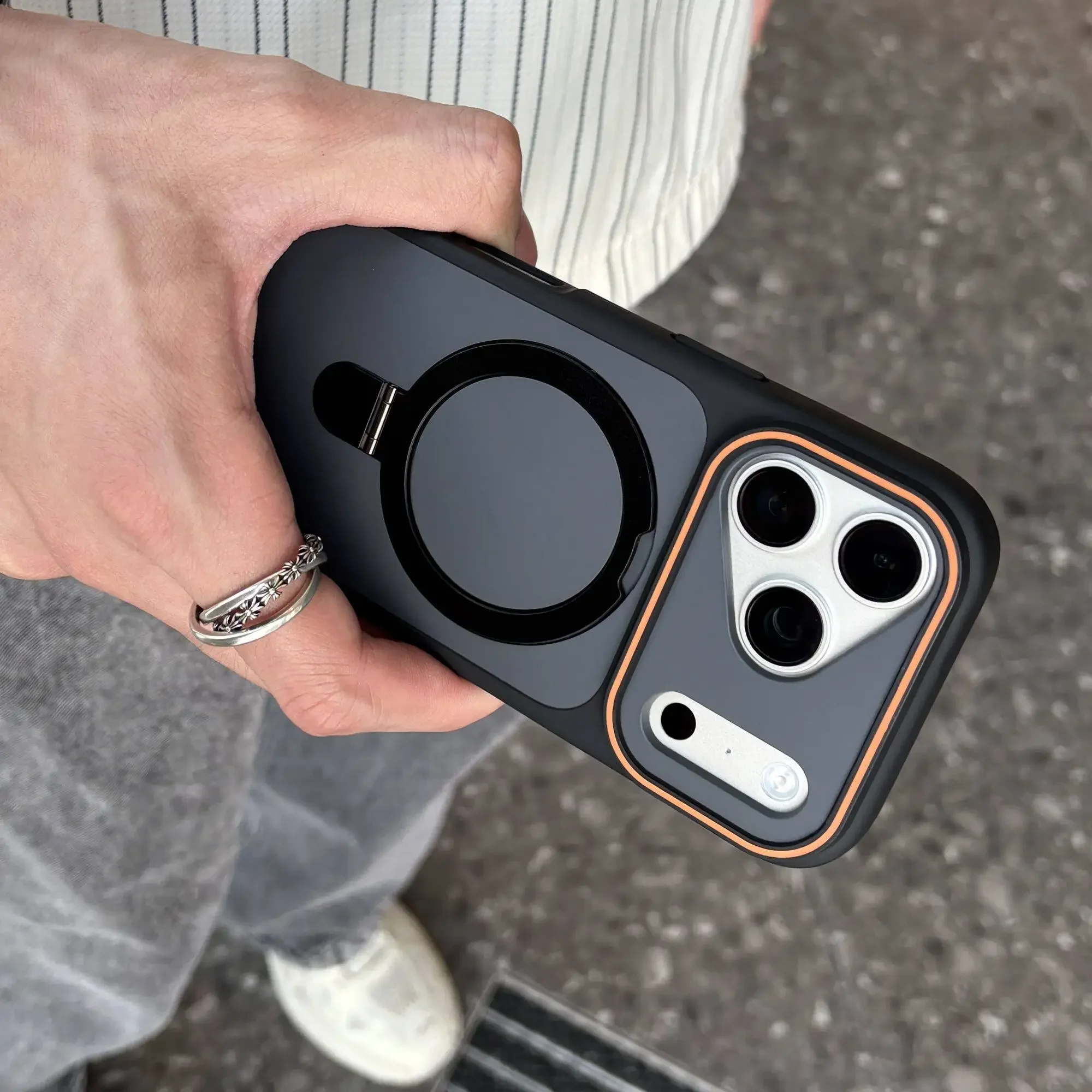 Stoßfeste Matte Schutzhülle mit Ständer für iPhone 17 18 Air 16 14 15 Plus 13 12 Pro Max, kompatibel mit Magsafe, magnetische Panzerhülle – Detail 5