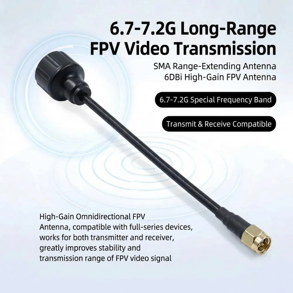 6.7‑7.2G FPV Antenna 6DBi High Gain SMA Connector 6700‑7200MHz for Drone Quadcopter FPV Long Range Video Transmission