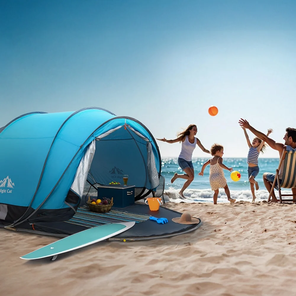 Night Cat Pop-up Beach Tent: Large Sun Shade Shelter for 2-4 Persons Picnic Sport Activities