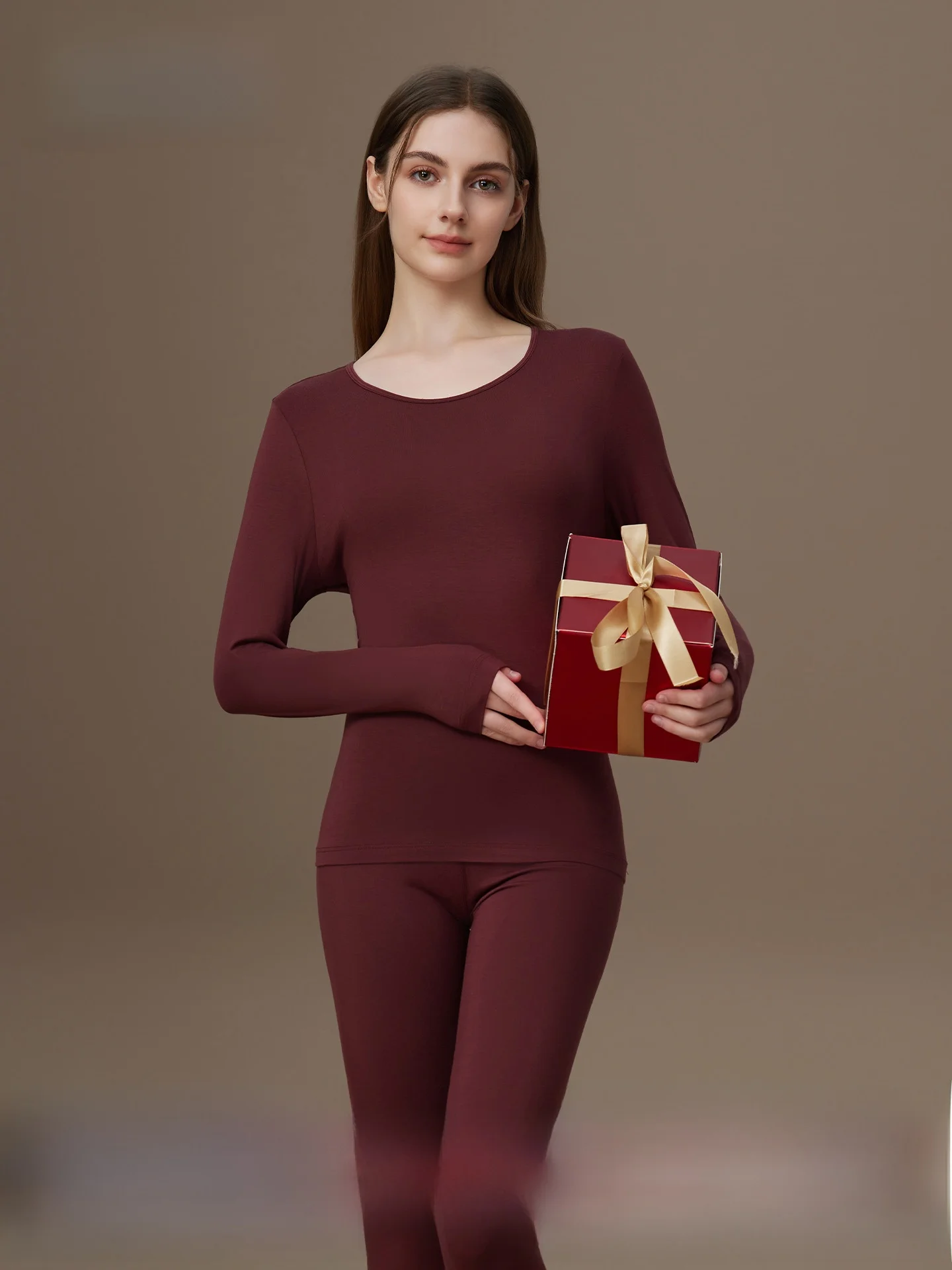 red-modal-self-heating-autumn-clothes-set-for-women-marriage-gift-long-pants-thermal-underwear-simple-sle-ly-suitable