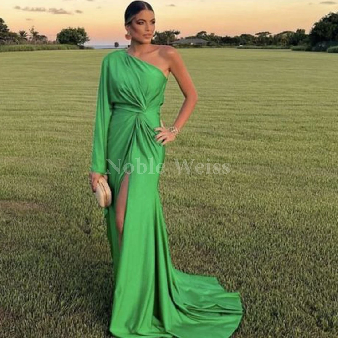 

Elegant One-Shoulder Satin Mermaid Evening Dress Women Party Gown Customize