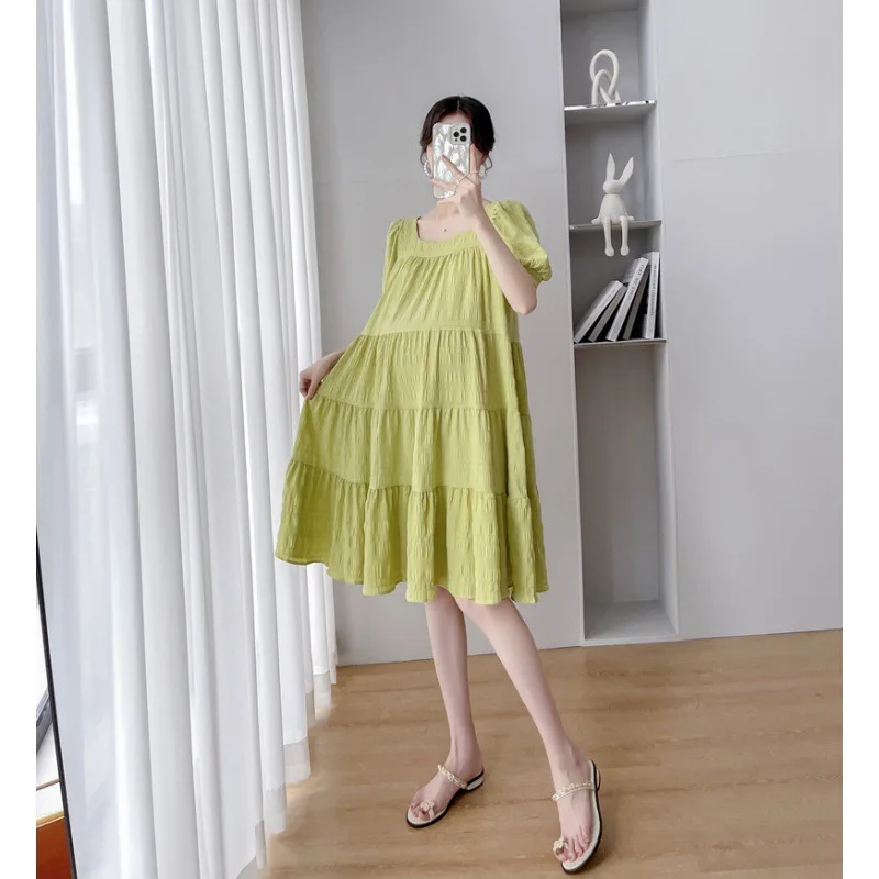 

Step into Summer with Confidence in Our New Korean Maternity Dress: Over-Knee Length, Adorable Cute Style, and Loose