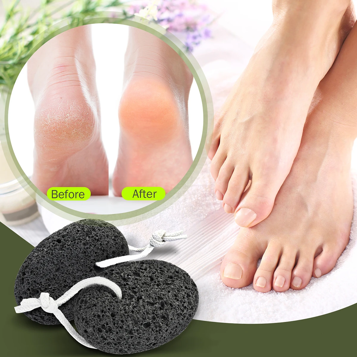 2/4 Pcs Lava Pumice Stone Lightweight Glass Feet Files for Foot Callus Remover Exfoliating