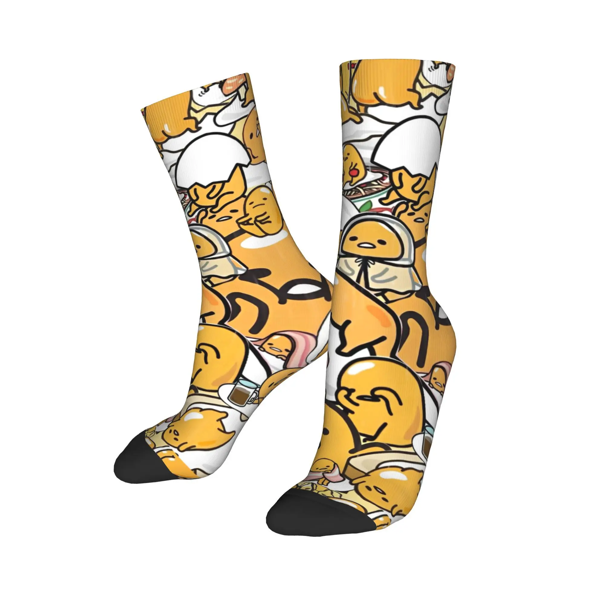 Crazy Design Gudetama Chopsticks Basketball Socks  Polyester Middle Tube Socks for Unisex Breathable