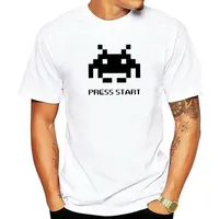 Press Start Space Invaders T-Shirt for Men Martians Invasion Shooting Aliens Game Cotton Tees Short Sleeve T Shirt 4XL 5XL Tops