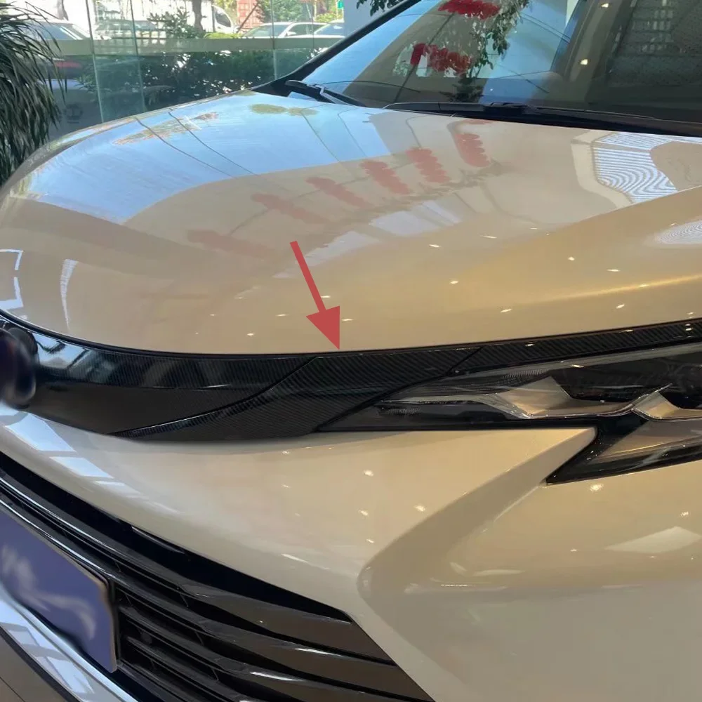 

For Toyota Sienna 2021 2022 ABS Chrome Carbon Fiber Headlight Eyebrow Cover Trim Center Grille Exterior Car Accessories Styling