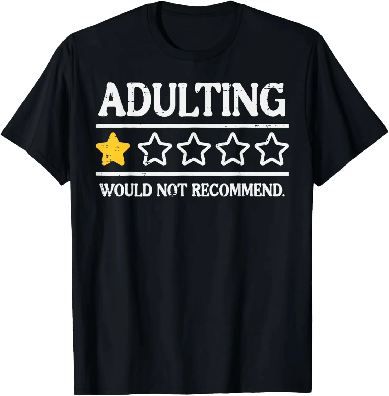 Unisex Adulting Not Recommend One Star Funny Graphic T-Shirt, Casual Cotton Short Sleeve Fashion Tee