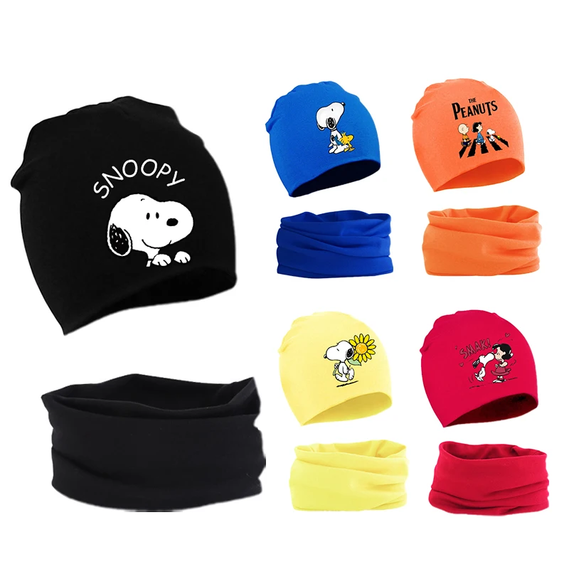 

Snoopys Baby Children Kawaii Hat Scarf Cartoon Anime Winter Warm Cotton Comfortable Woolen Cap Collar Suit Kids Birthday Gifts