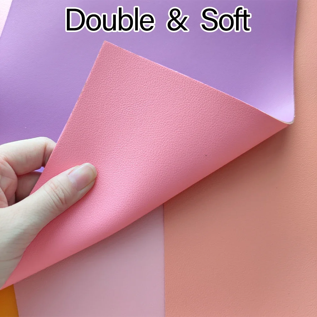 Double-sided Leatherette Pastel Solid Color Faux Leather fabric for Making Card Holder Cover Bag Waist Belt Earrings DIY30*135CM