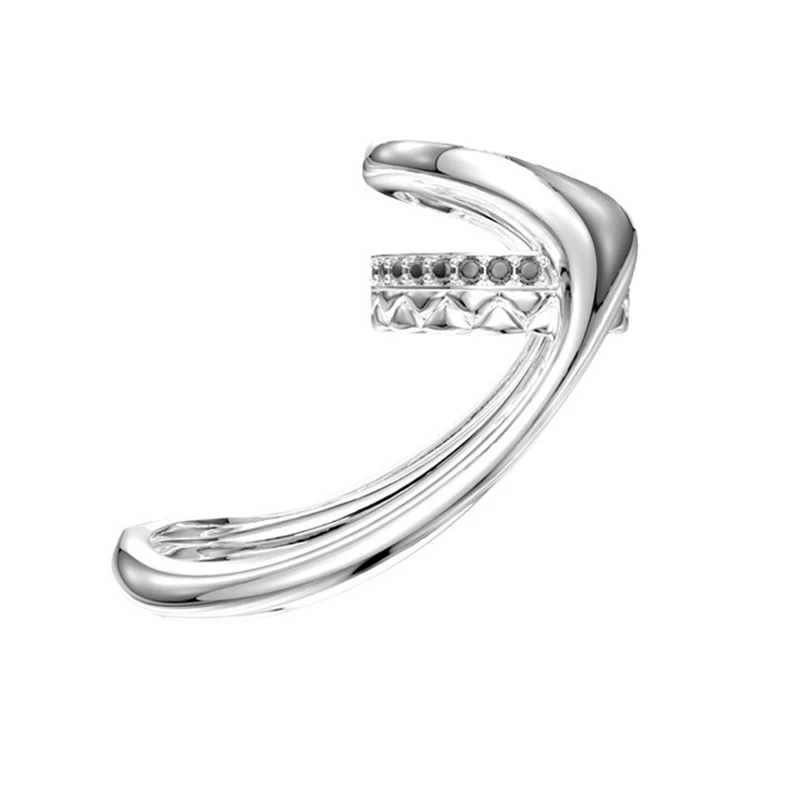Foxanry Silver Color Two-finger Hollow Geometric Rings For Women Couples Vintage Trendy Hip Hop Creative Party Jewelry Gifts