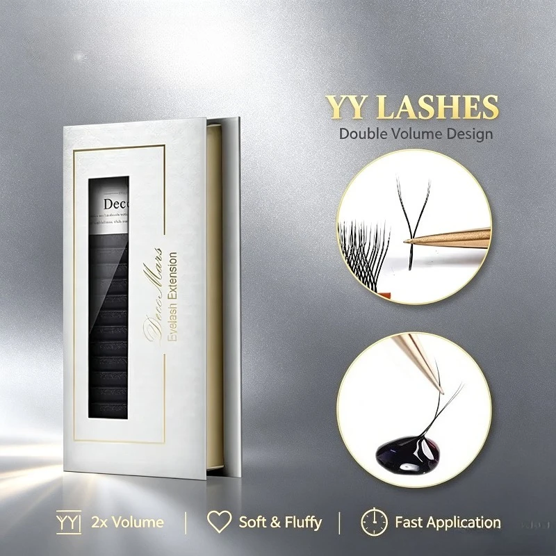 YY Shape Black Brown Eyelashes Extended Two Eyelashes C/D Curl High Quality Non-loose Roots
