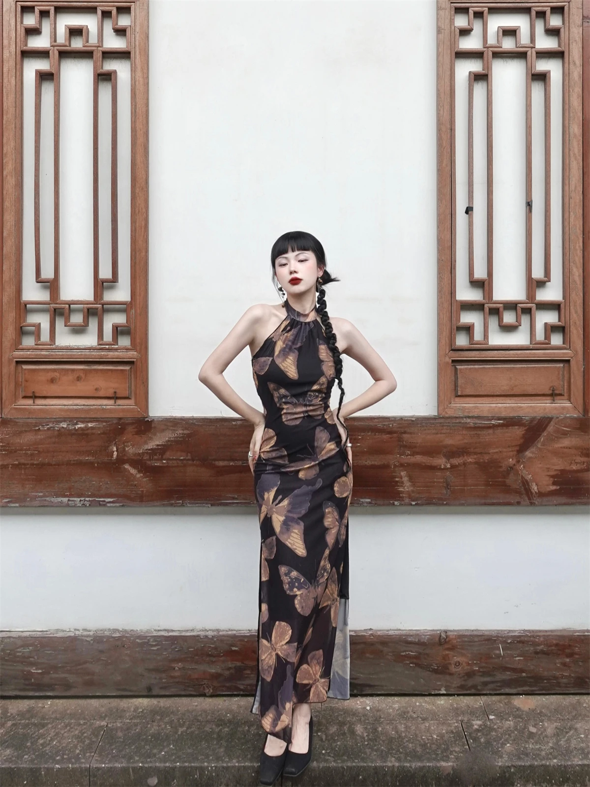 

Slimming Dream Sleeveless Modified Qipao Dress Chinese Style Original Elegant Long Dress for Women in Their Twenties