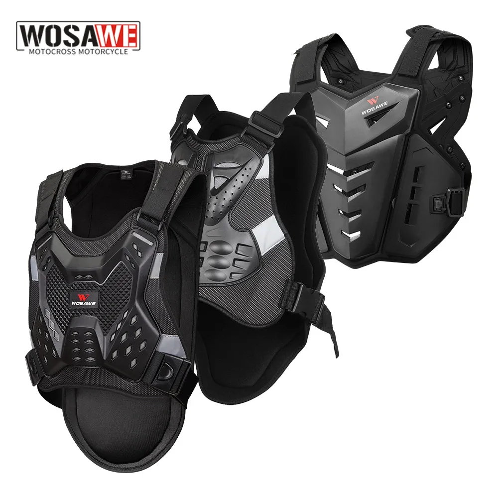 

WOSAWE Motorcycle Vest Armor Chest Back Body Protector Motocross Protective Gears Vest Snowboard Skate Jacket Moto Waistcoat