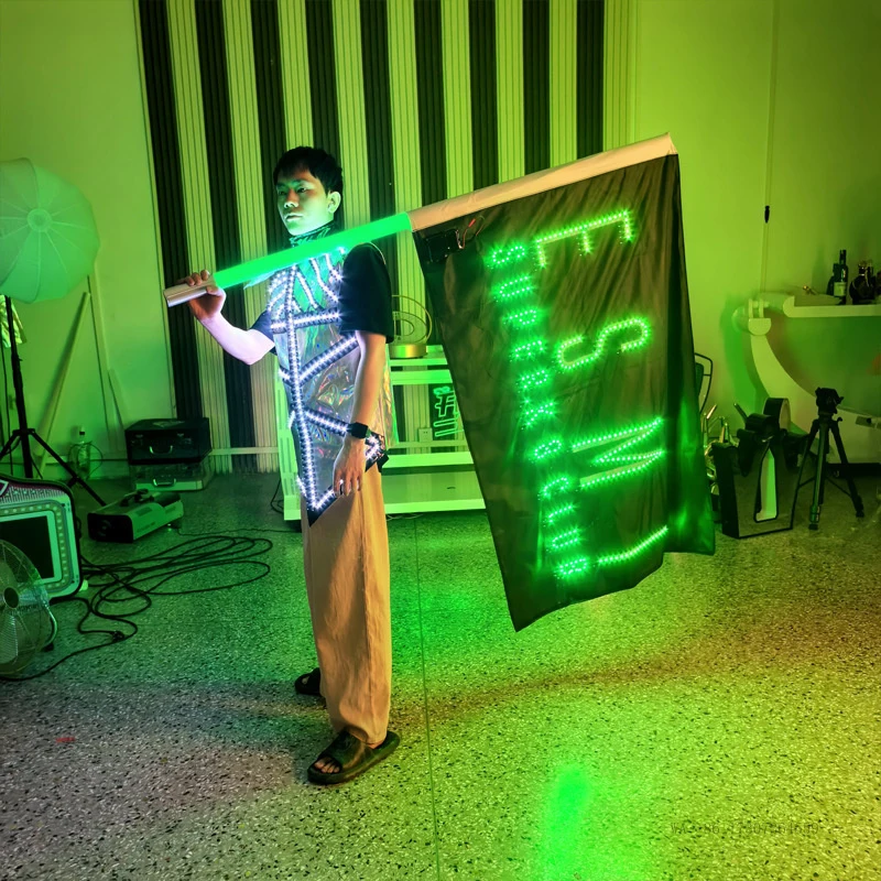 Hand-held luminous flagpole, bar hand-held atmosphere flag, luminous double-sided flag for fan support of celebritiesLOGOFlag
