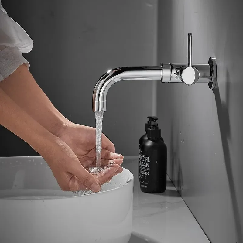 Tuqiu Basin Faucet Only Cold Water Black Bathroom Faucet In-Wall Chrome Bathroo Faucet  Bathroom Sink Tap Basin Mixer Tap Set