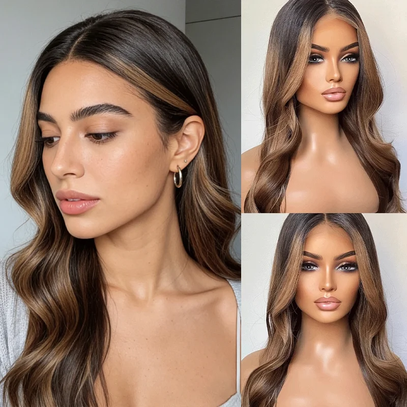 

Распродажа париков: синтетические парики с 5% добавлением натуральных волос для женщин, омбре коричневый с натуральной корневой линией, предварительно прорезанные, для повседневной носки и косплея