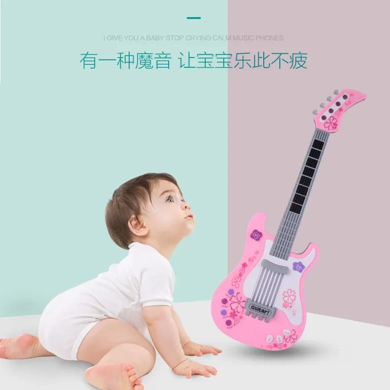 Guitarra de Bajo Eléctrico para niños, Mini instrumento Musical de inducción de sonido y luz, juguete educativo de entrenamiento mental, regalo para niña y niño