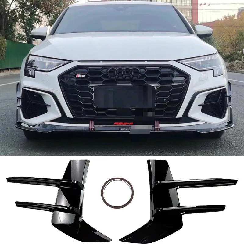 For Audi S3 8Y A3 S-Line 8Y Sedan / Sportback 2021-2024 Front Bumper Side Spoiler Splitter Fang Style Canards Decorative Tuning