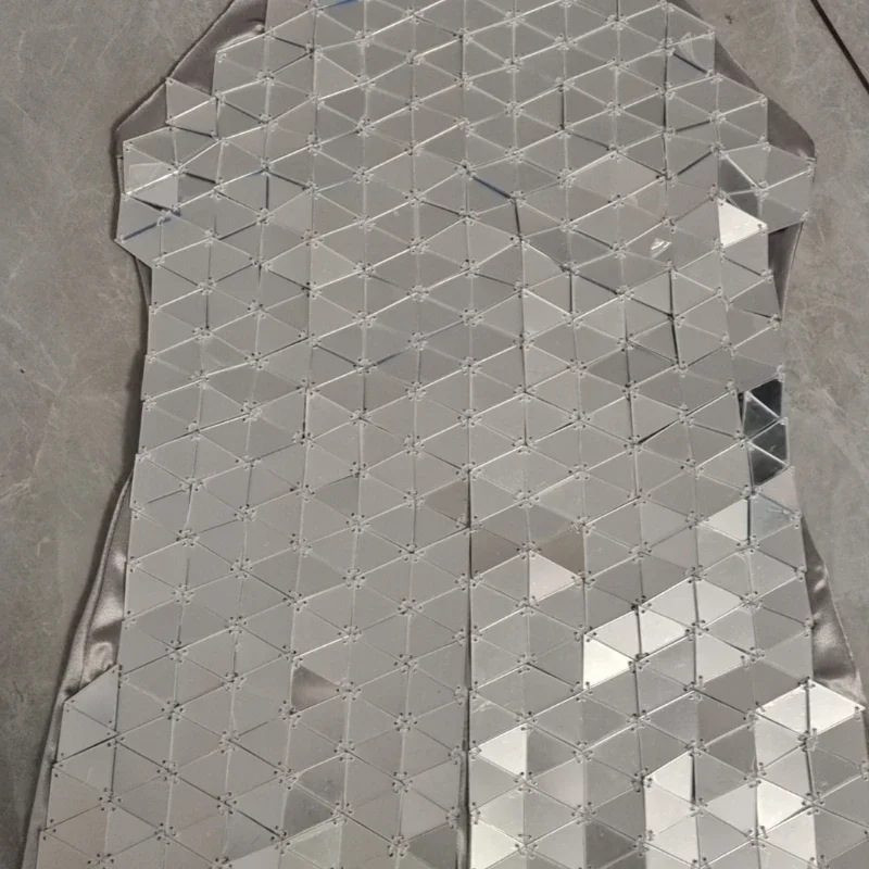 Boate bar festa showgirl outfit prata espelho macacão evento mostrar personalizado desempenho feminino gogo dançarino terno