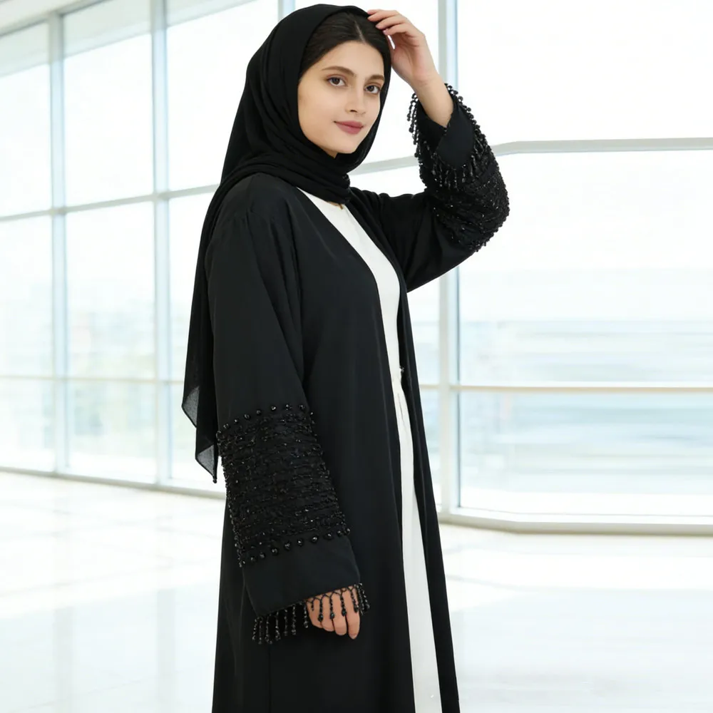 

Ramadan Dubai Tassel Beads Abaya Turkey Kaftan Women Muslim Dress Islam Kimono Cardigan Jalabiya Caftan Marocain Femme Robe Gown