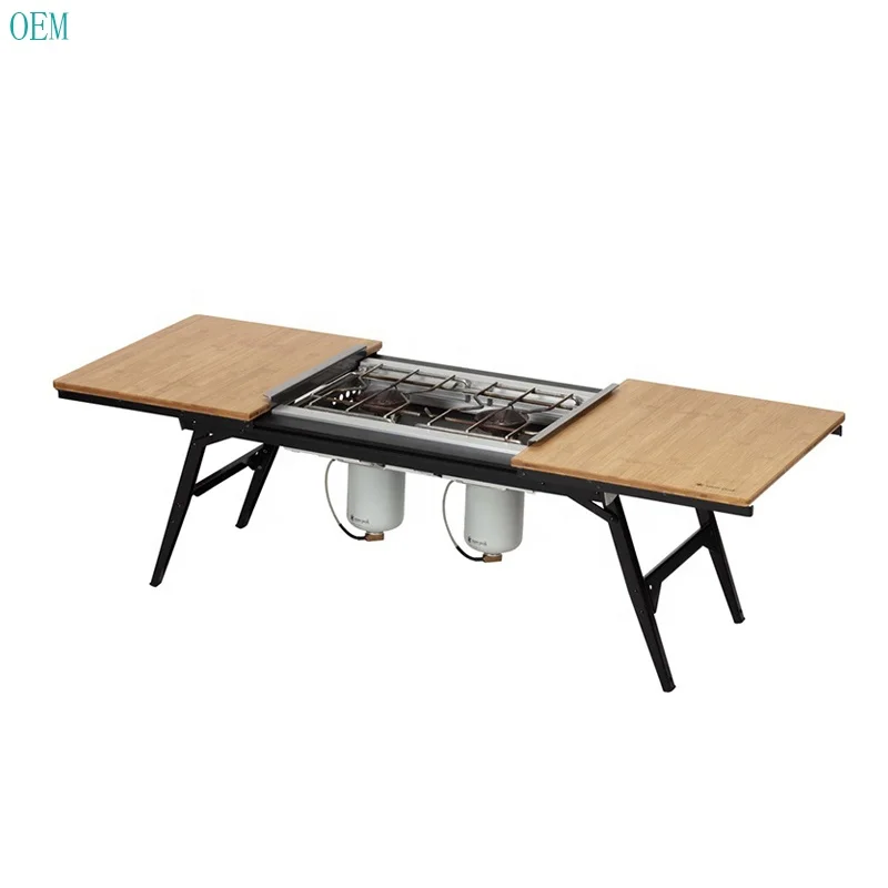 

Outdoor IGT Easy Folding Camping Black Walnut Table Bbq Camping Picnic Folding Table CK-090