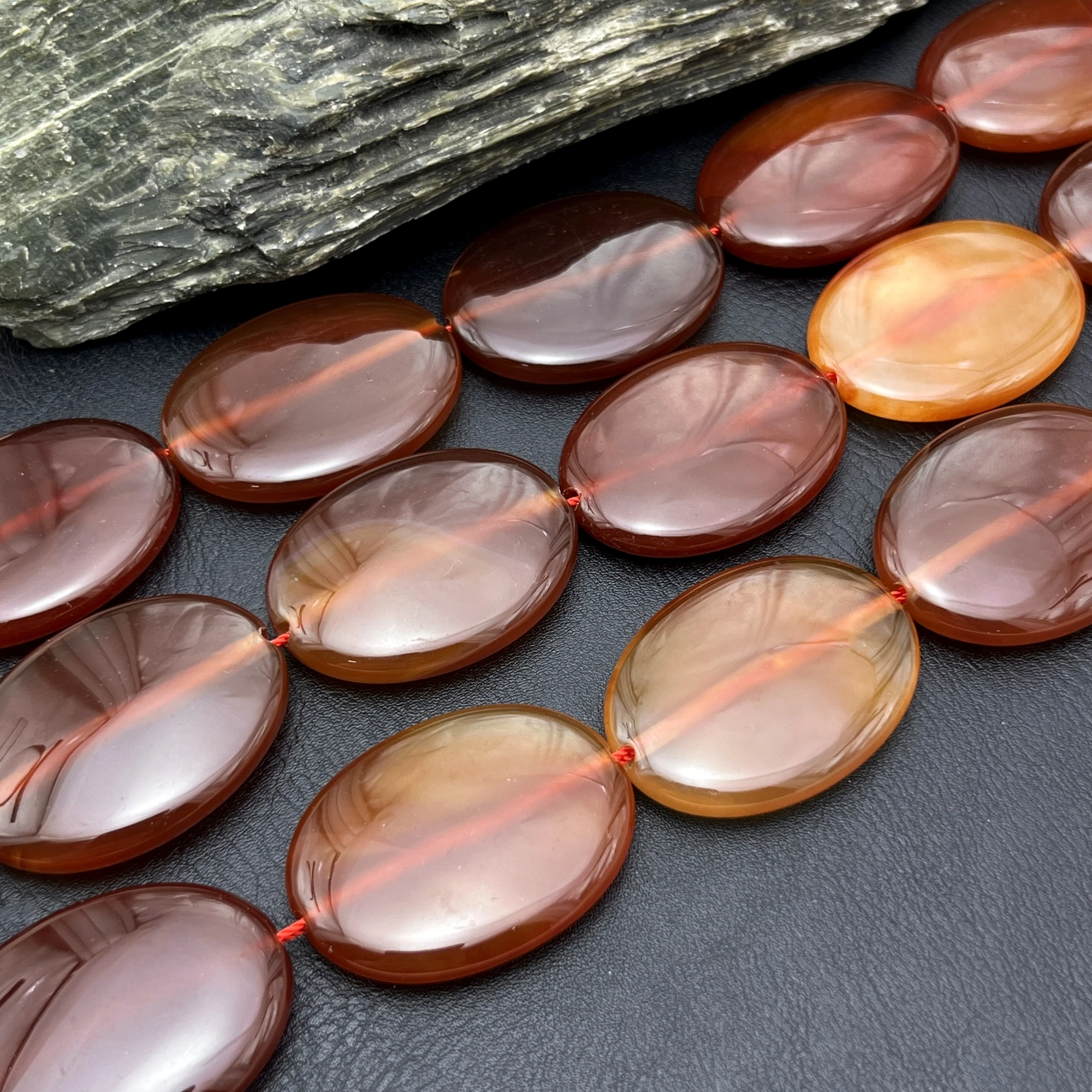 30x40MM 10PCS Large Oval Shape Natural Red Agates Slice Pendant Focus Beads For DIY Jewelry Making MY240808