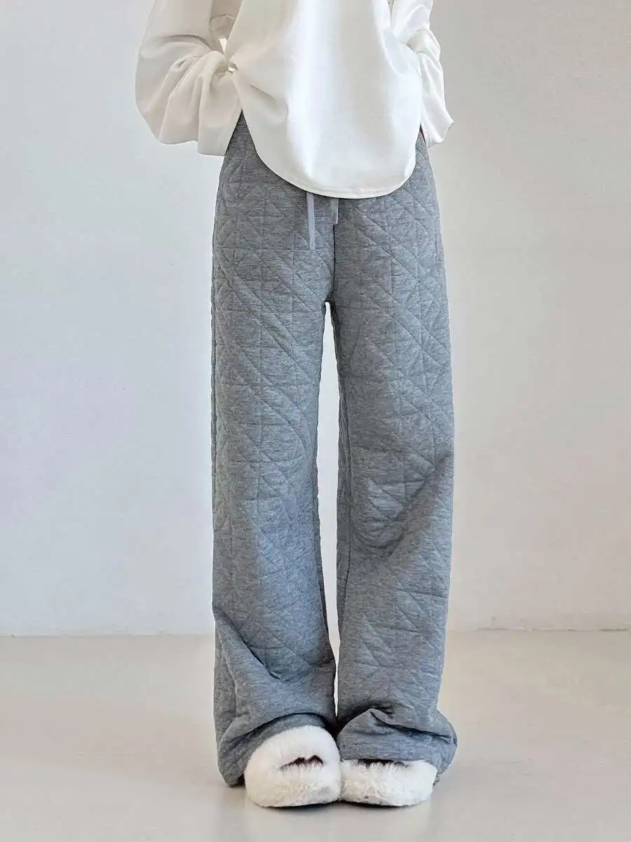 

Thick Roll Pants For Loose Wide Leg Casual Pants Gray Casual Loose Women Pants 2025 New Fashion Women SWEAT PANTS 3JY0
