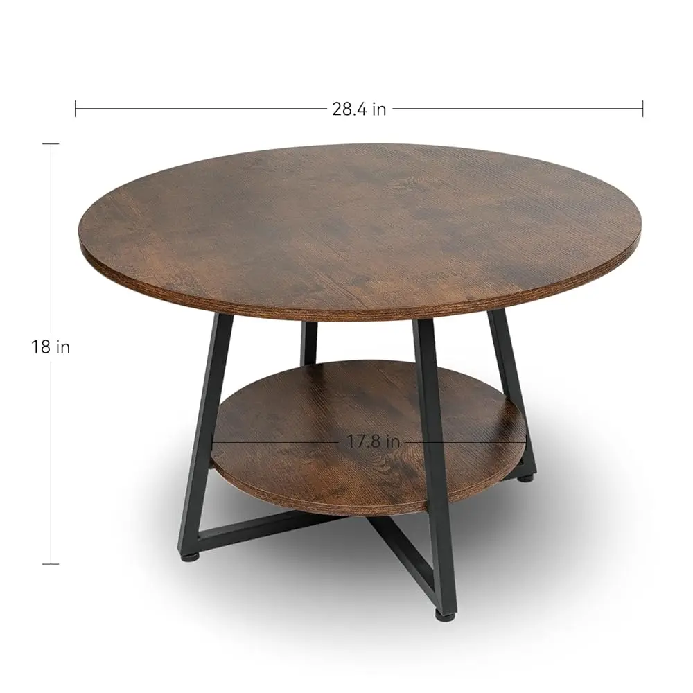 Round Coffee Table, 2-Tier Circle Coffee Table With Storage, Modern Wood Round Center Table, For Living Room, Small Space, Home