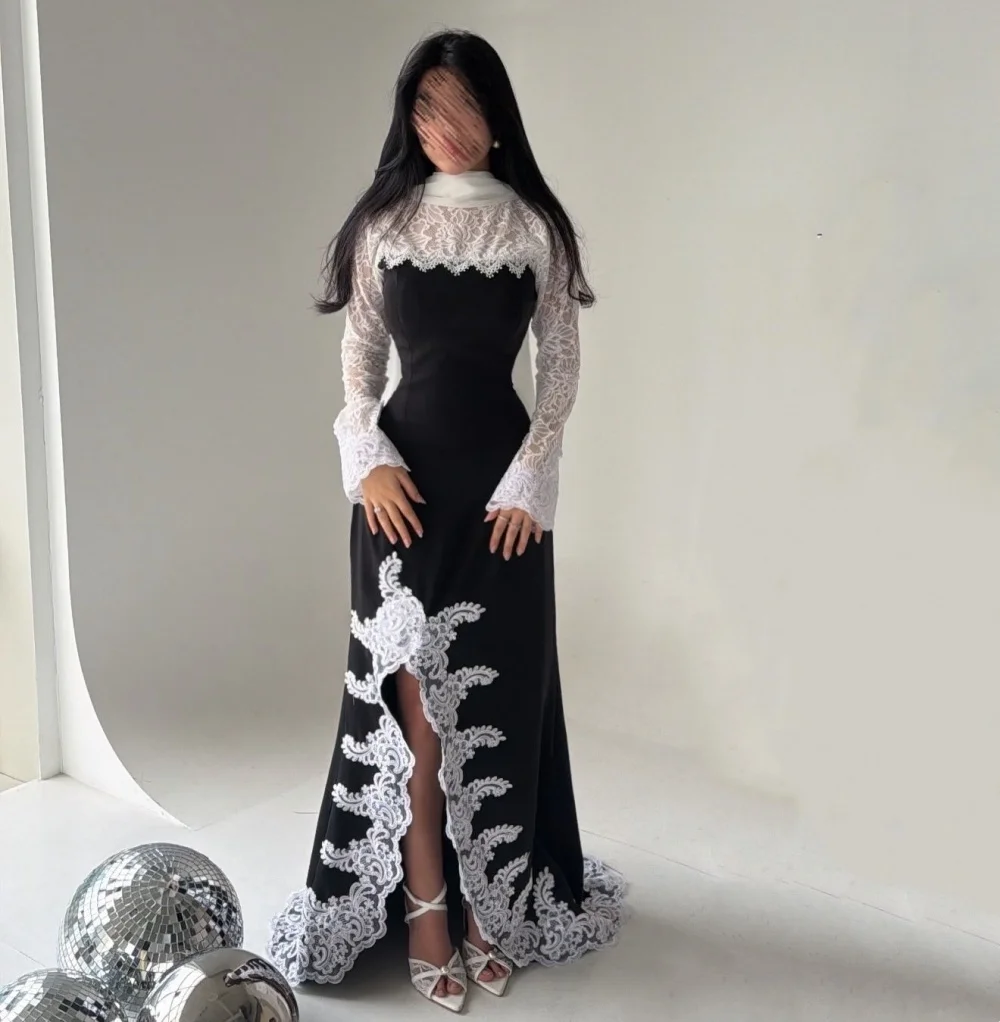 

Элегантное вечернее платье на заказ с кружевом, длинными рукавами, силуэта «труба», для торжественных мероприятий, высокое качество
