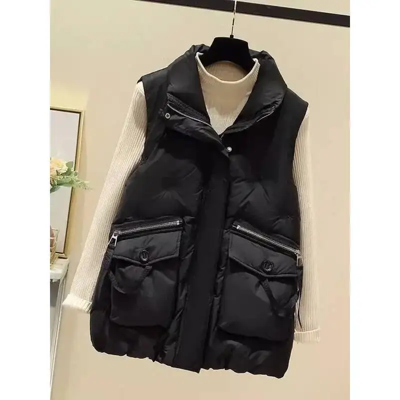 

Women's Down Cotton Vest Loose Casual Sleeveless Coat Autumn Winter New Style Korean Version Fashionable All-Match Outerwear