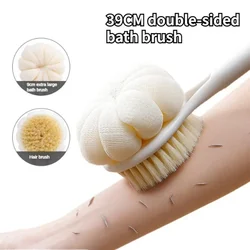 Silicone Double Side Brush Head Back Scrubber Shower Brush With Long Handle Dry Skin Exfoliating Body Massage Cleaning Tools