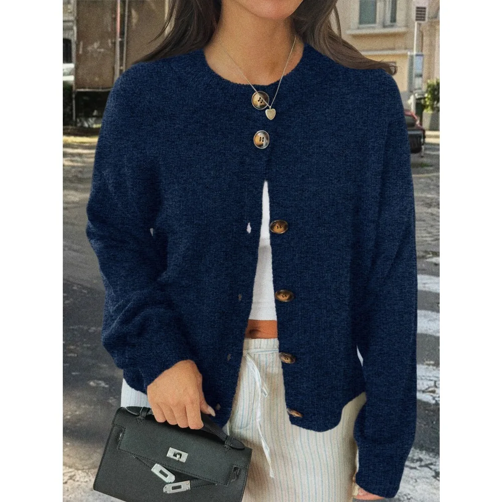 2025 Herfst Winter Nieuwe Mode Dames Trui Losvallend Gebreid Vest Enkele Knoopsluiting Effen Kleur Minimalistische Topjas