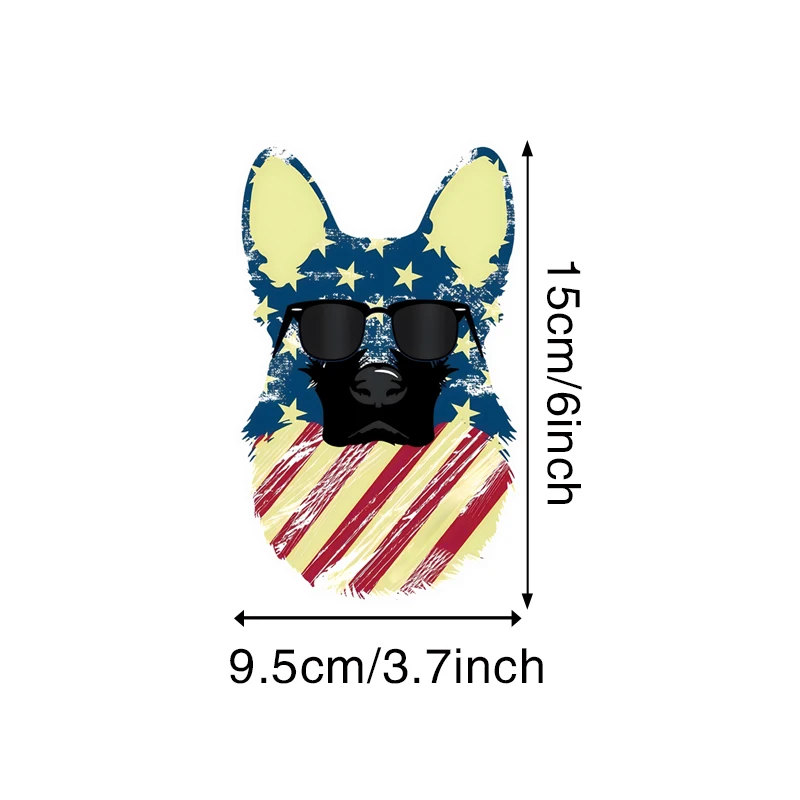 GS01#3.7*6inches German Shepherd Cool Patriot Sticker Car Decals, Weather-Resistant Vinyl Stickers for Windows, Bumper, Laptop