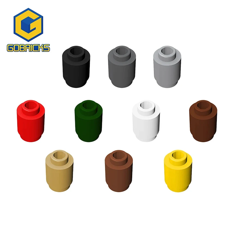 Gobricks 10pcs MOC Parts 1 x 1 Round Brick Open Stud Compatible 3062 30068 3539 DIY Assemble Building Blocks Particle Toys Gift