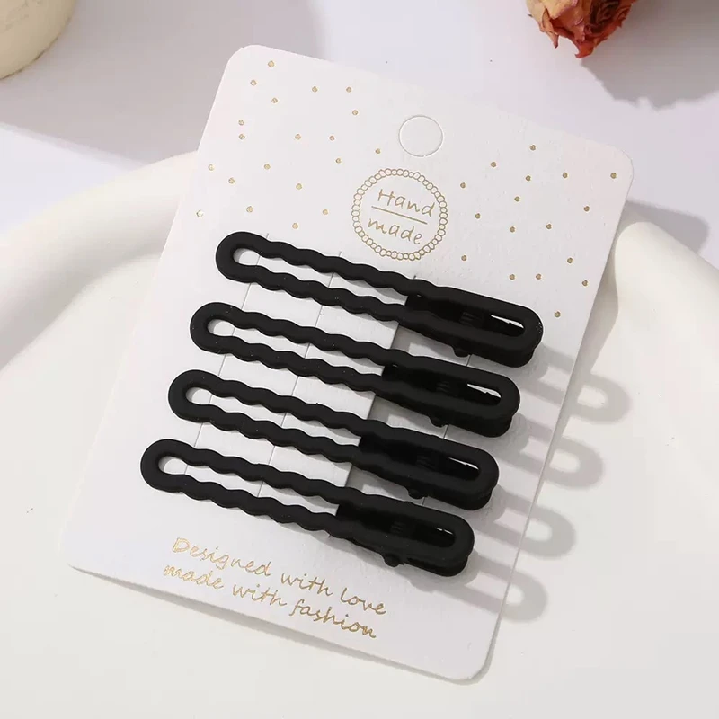 

Minimally Black Frosted Hair Clip Edge Clip Side Notch Clip New Style No Trace Broken Hair Straight Duckbill Clip Hair Accessory